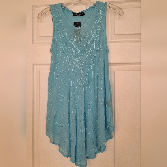 SHORE Drive, Small, NWT Tank HI Low Embroidered Coverup - Picture 4 of 7